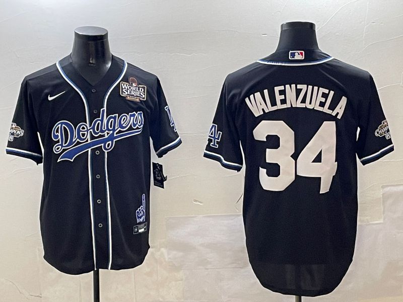 Men Los Angeles Dodgers #34 Valenzuela Black Fashion Game 2025 Nike MLB Jersey style 3061->los angeles dodgers->MLB Jersey